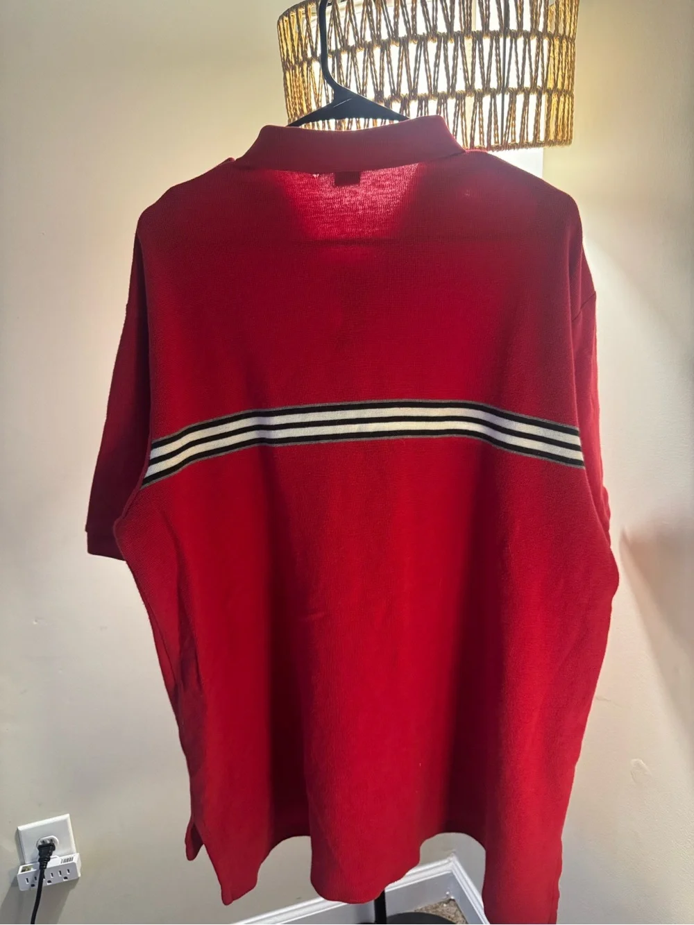 Ralph Lauren Red Polo with Black and White Chest Stripes